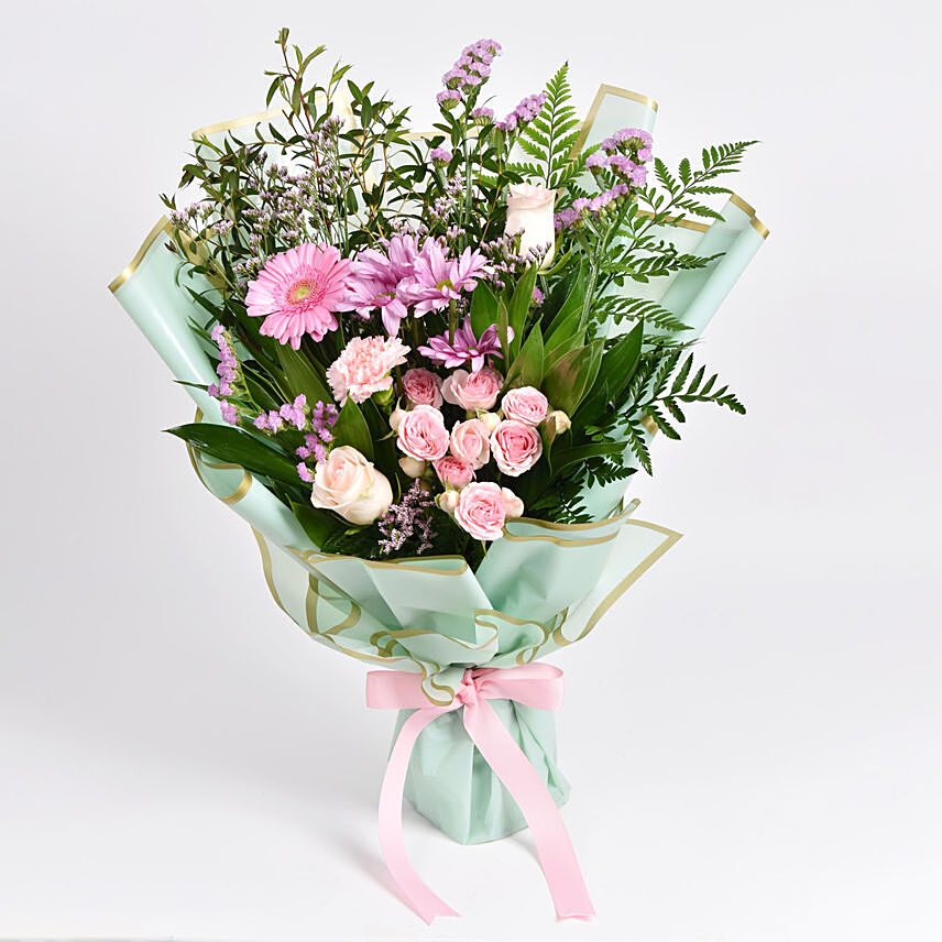 Pastel Pink and Green Bouquet: 