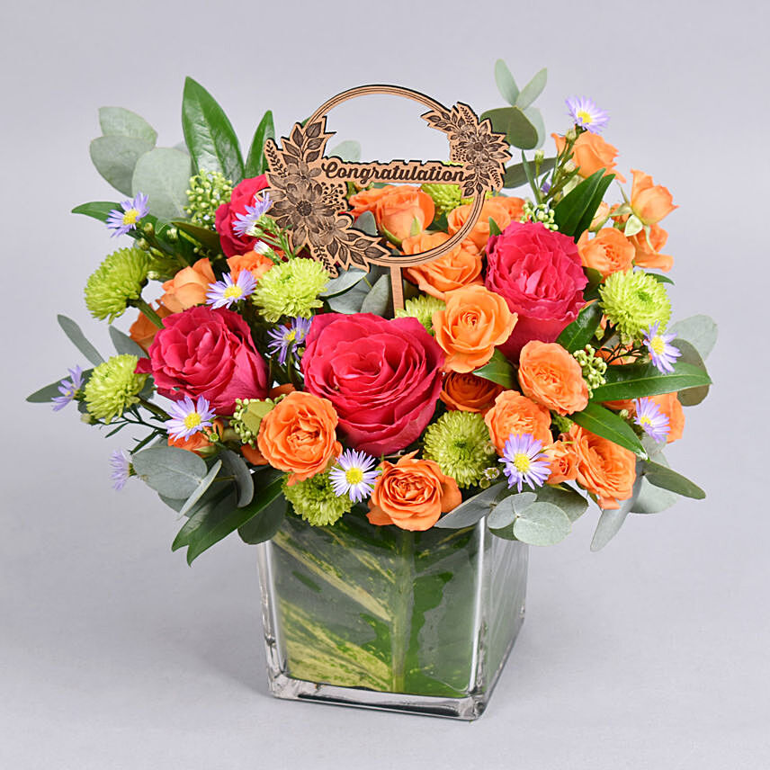 Congratulations Flowers Vase: Congratulations Gifts Singapore