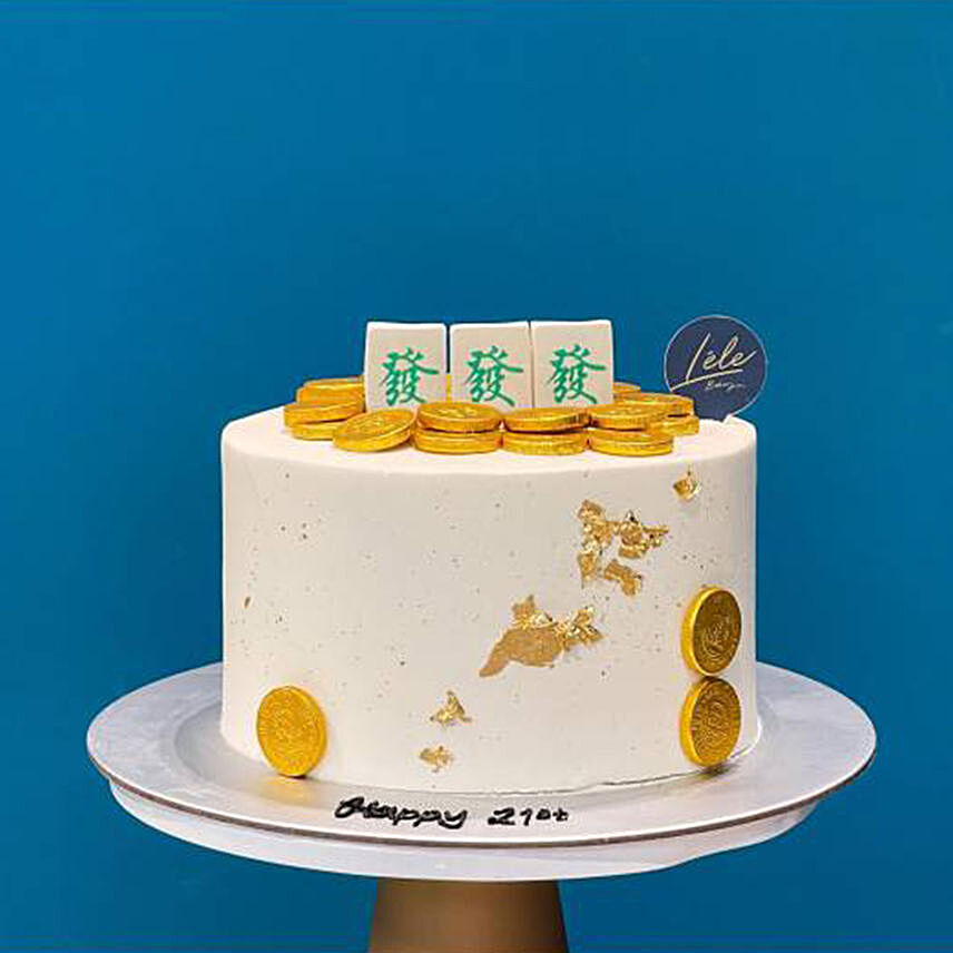 Fortune Mahjong Gold Coins Cake: Vanilla Cakes