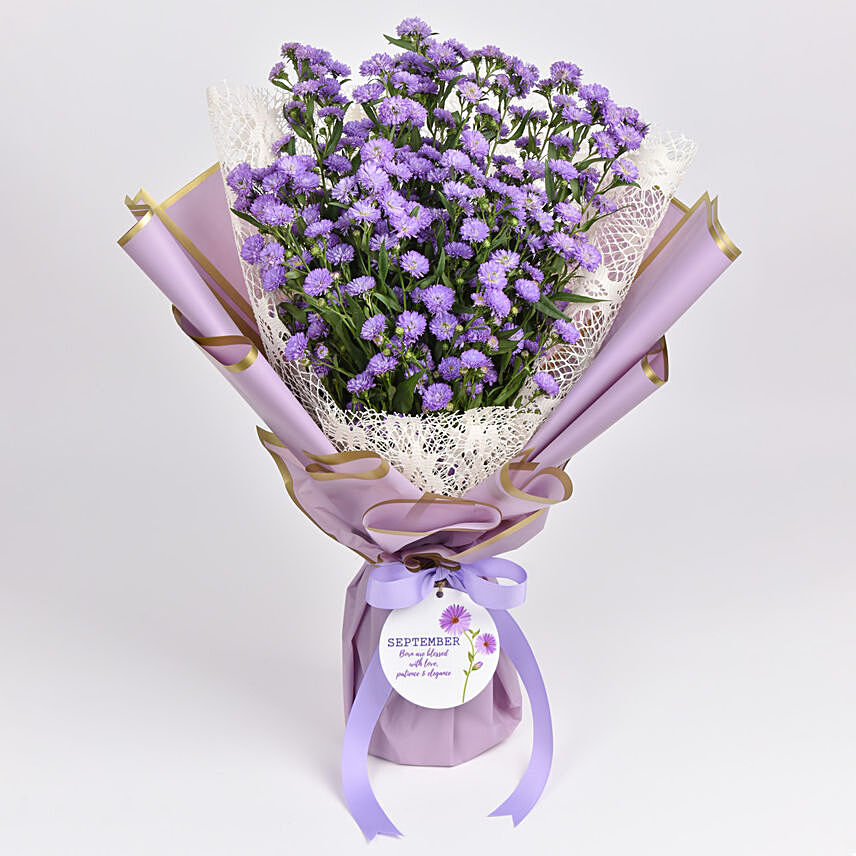 September Birthday Aster Flowers Bouquet: New Arrival Gifts