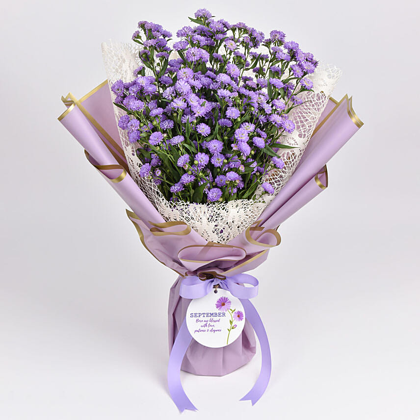 September Birthday Aster Flowers Bouquet: Fresh Flowers 