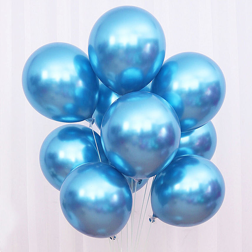 10 blue Chrome Balloons: Balloon Decorations
