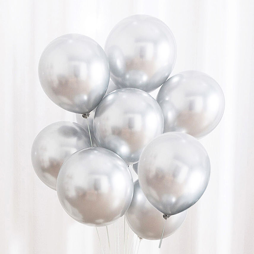 10 Silver Chrome Balloons: Party Balloons Singapore