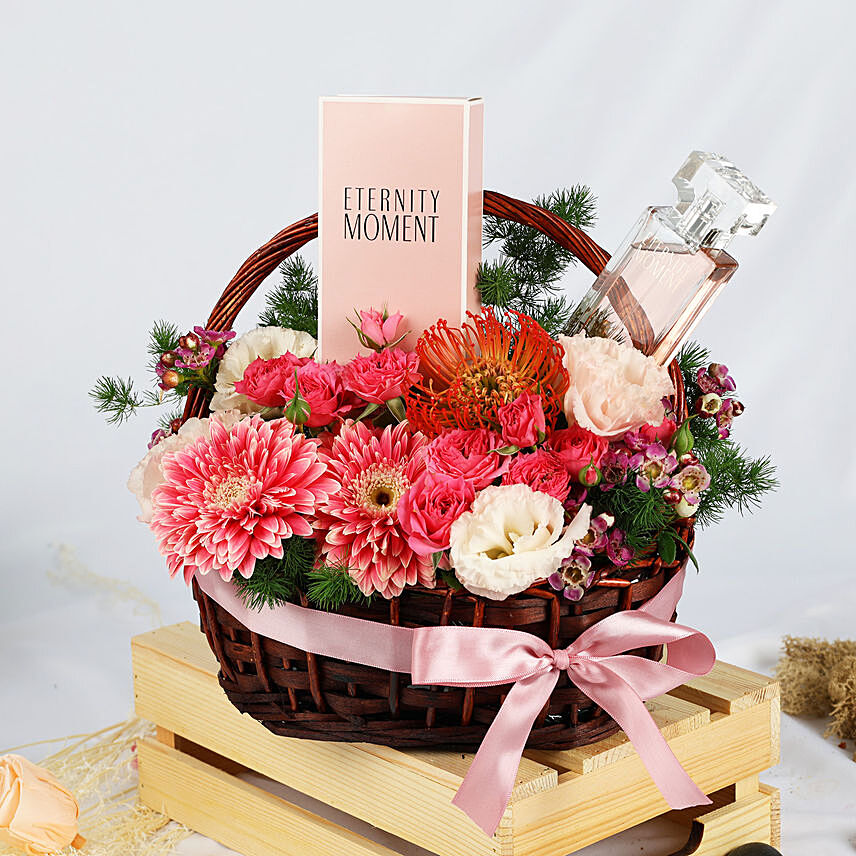 Eternity of Love Perfume Combo: Flowers with Perfume Gifts