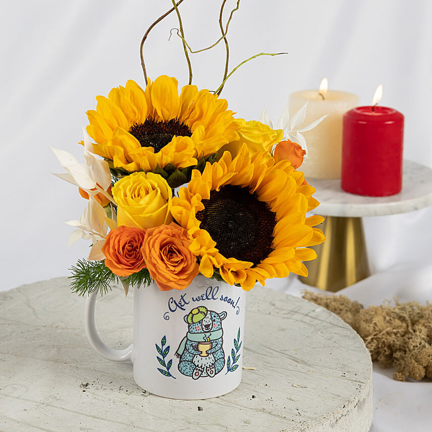 Get Well Soon Flowers Mug: 