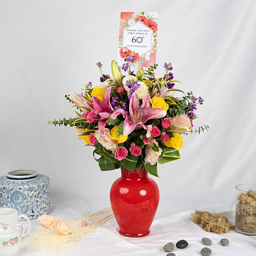 60th Birthday Flowers Arrangement: Gerbera Bouquet