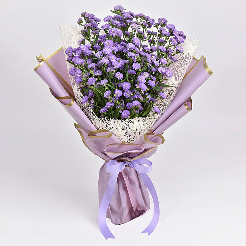 Birthday Aster Flowers Bouquet: 