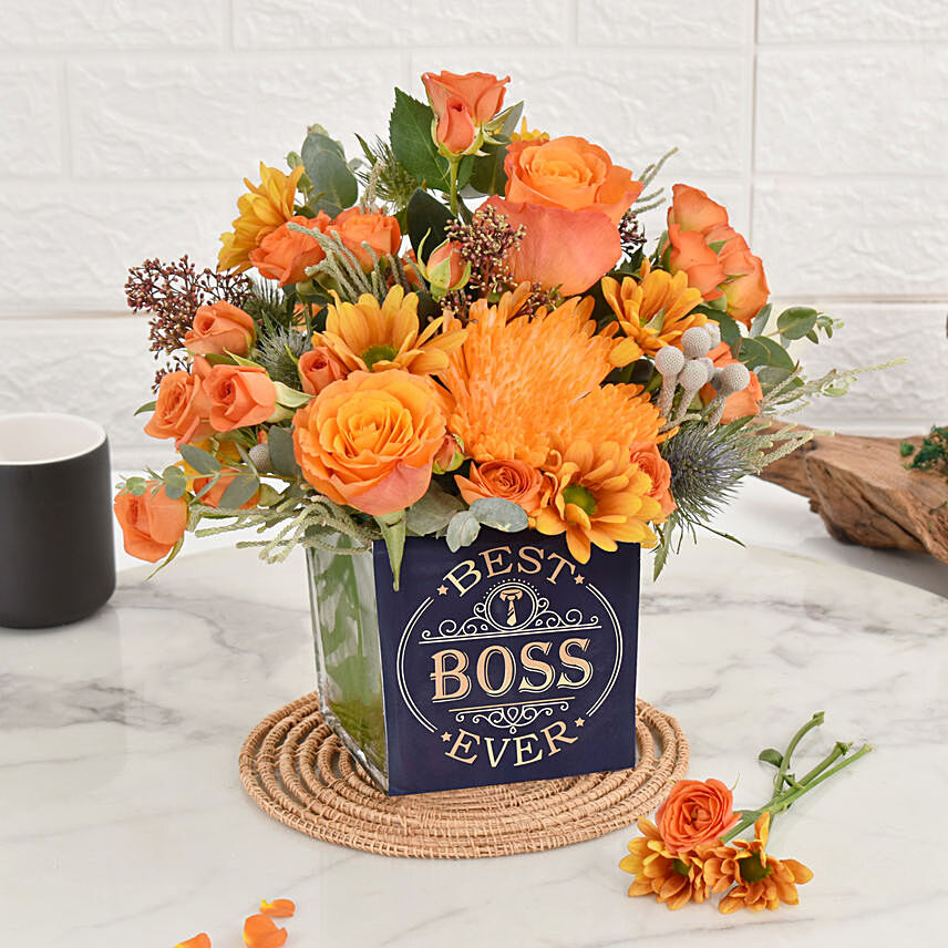 Best Boss Ever Flowers Vase: Boss Day Gifts