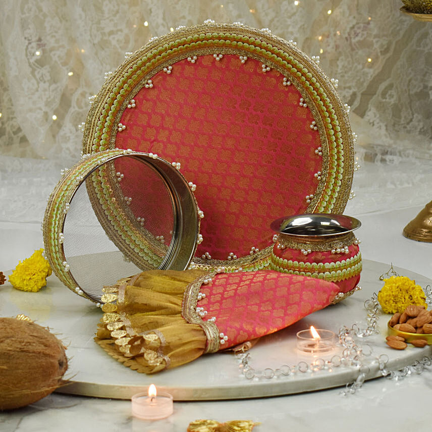 Blessings Karwachauth Thali Set: Karwa Chauth Gifts