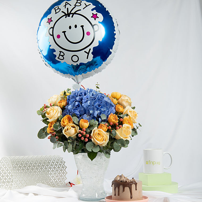 Baby Boy Happiness Combo: Lily Flowers