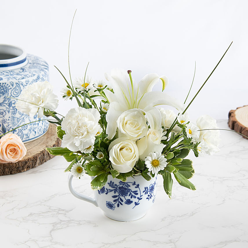 The Cup of Blooms: Mixed Flowers Bouquet