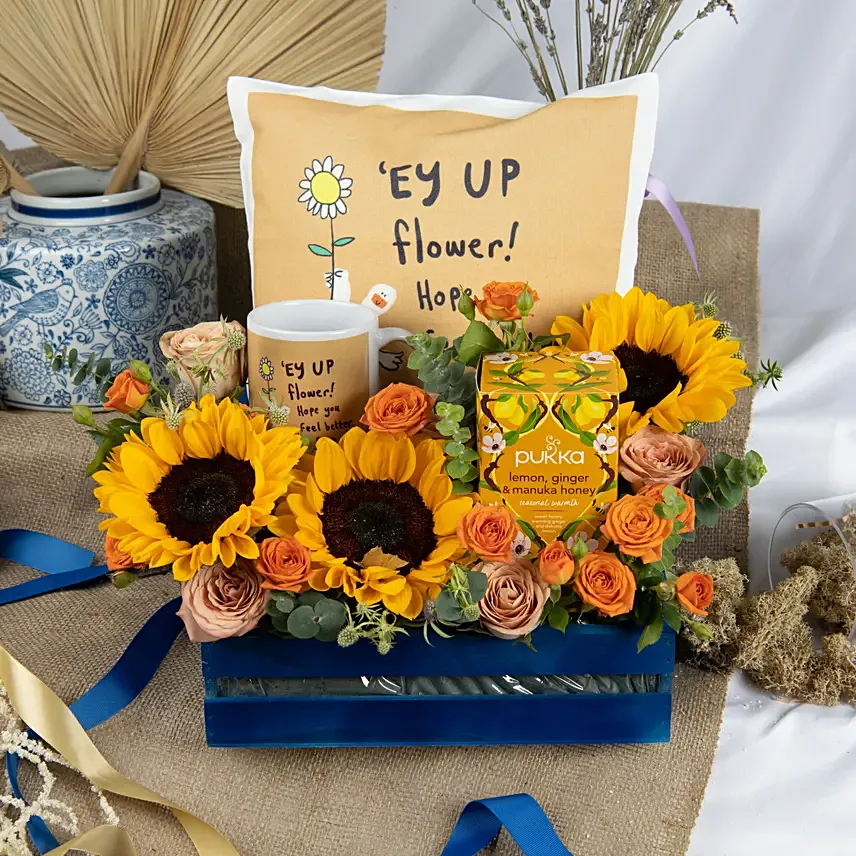 Get Well Soon Comfort Combo: Sunflower Arrangements