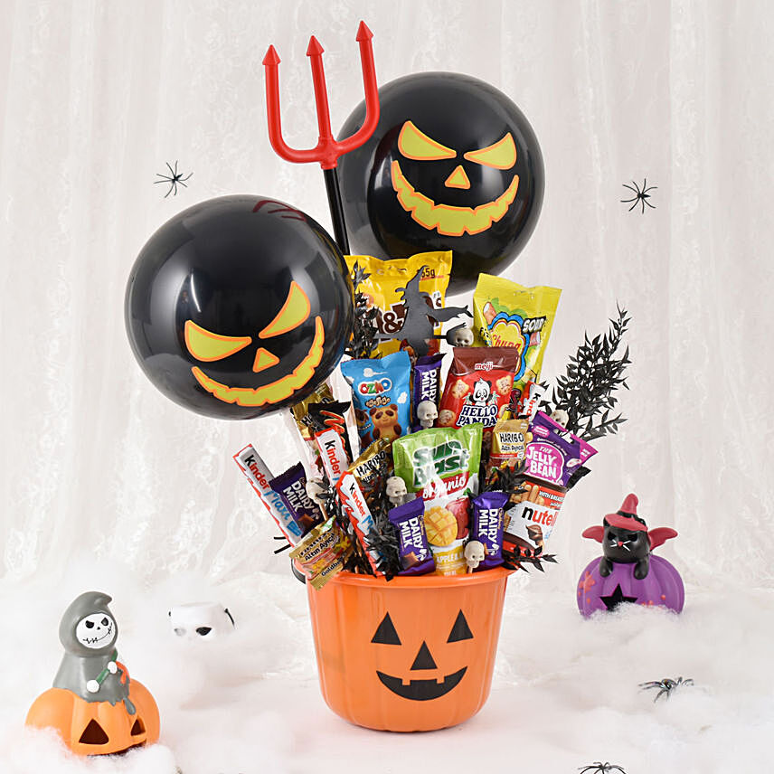 Evil Basket Halloween Treats Arrangement: Gift Hamper Delivery