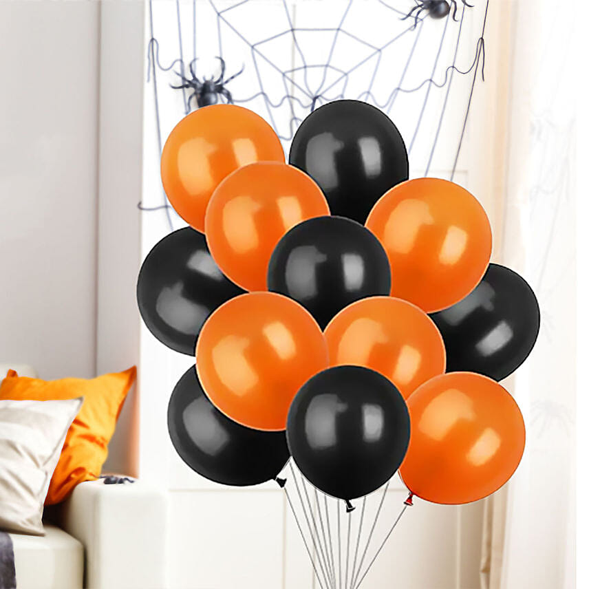 Orange and Black Latex Balloons: Gift Delivery Singapore