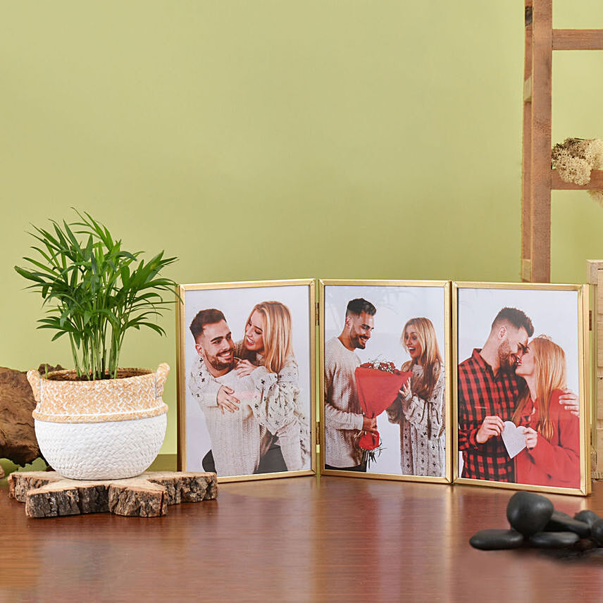 Chamadorea Plant with Photo Collage Frame: Engraved Accessories