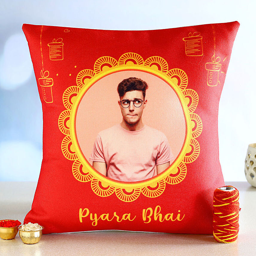 Personalized Bhai Dooj Wishes Cushion: Personalised Photo Cushions