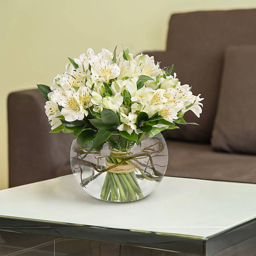 White Peruvian lily Arrangement: Lily Bouquet