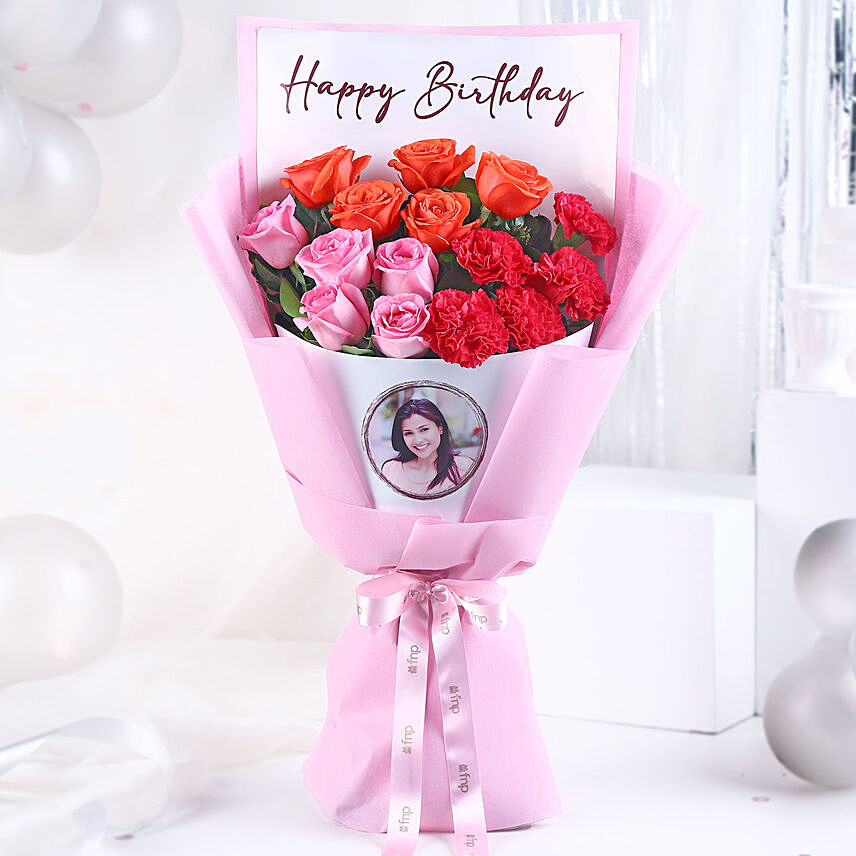 Personalised Rose Bouquet of Emotion: Birthday Flowers
