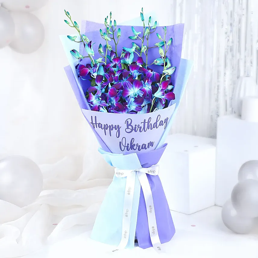 Blue Orchid Personalised Wish: Blue Flowers Bouquets