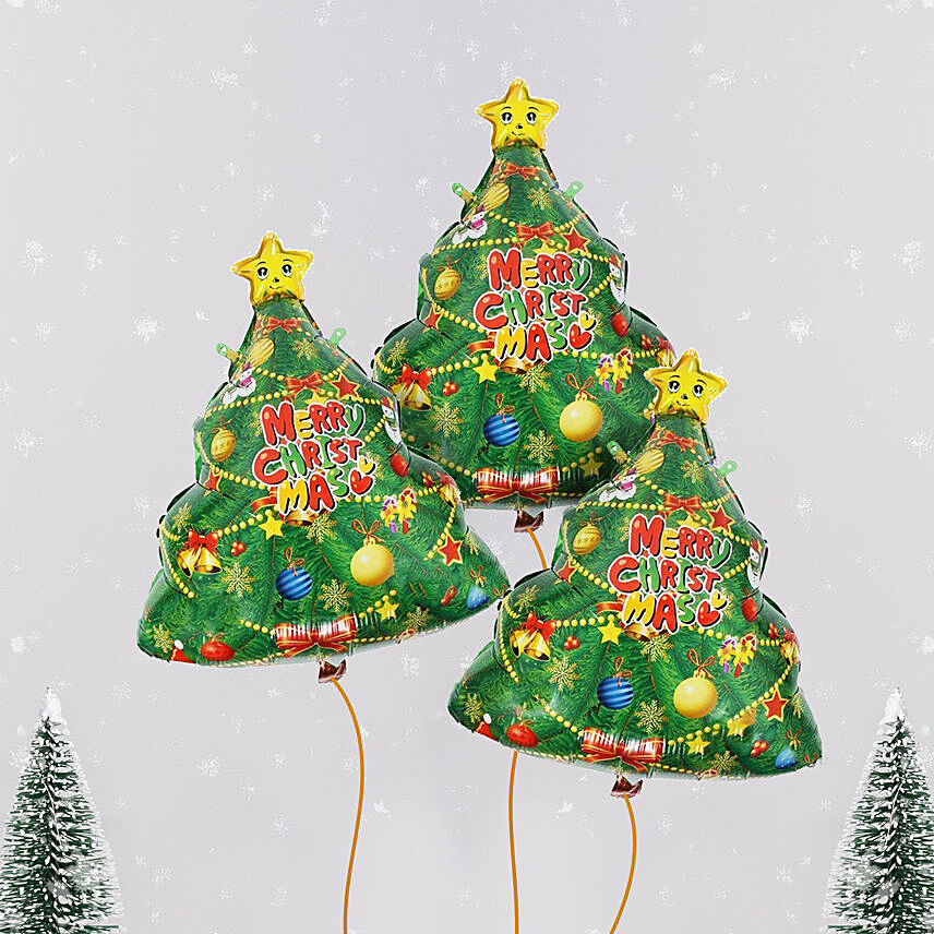 Christmas Tree Foil Balloon Set of 3: Christmas Balloons