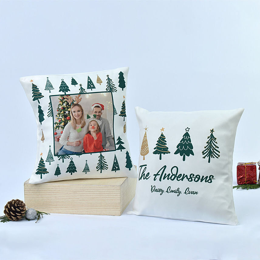 Holiday Cheer Personalised Cushion Set: Personalised Christmas Gifts