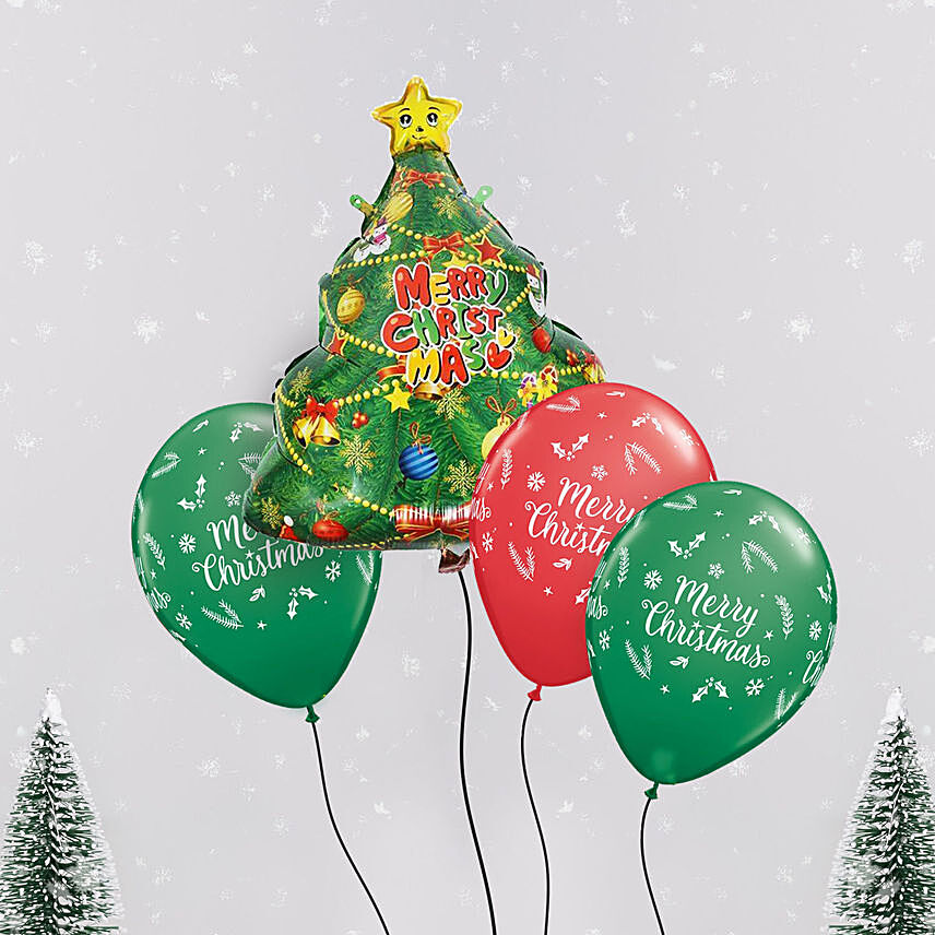 Merry Christmas and Tree Balloon Set: Balloons Delivery Singapore