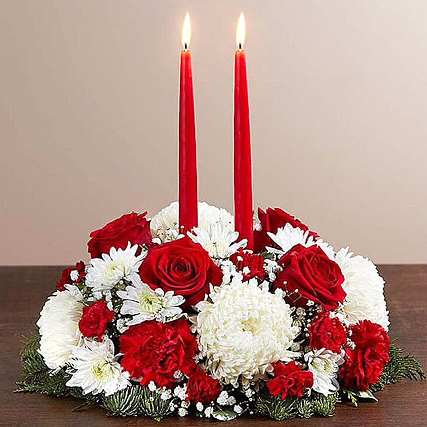 Candle and Flower Centrepeice: Carnations Arrangements 
