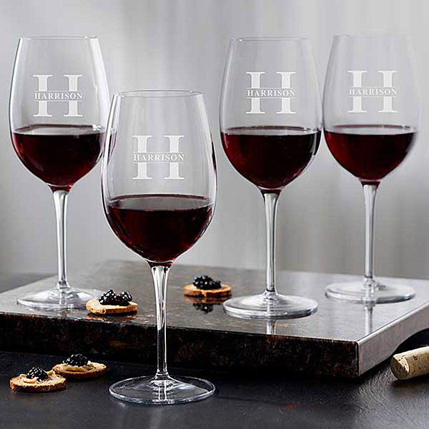 Set of 4 Wine Glasses: Personalised Anniversary Gifts