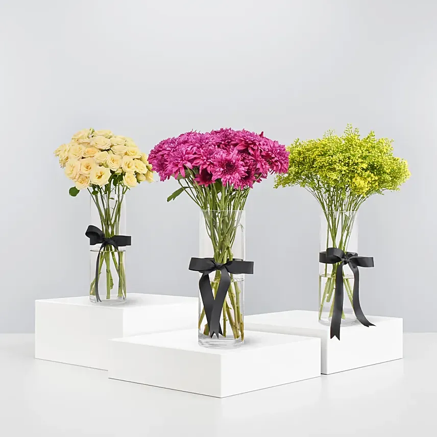 Beautiful Flowers Set of 3: Flower Arrangements For Birthday