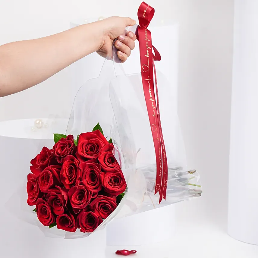 15 Red Roses Posy: Miss You Flowers