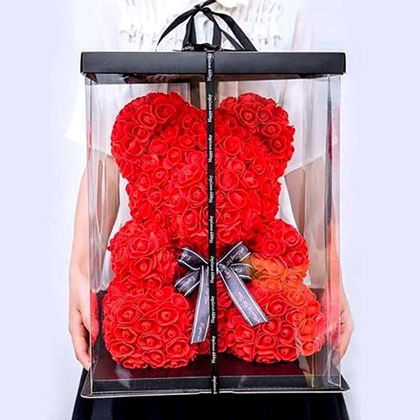 Artificial Roses Red Teddy Bear for Valentine: Valentines Flowers