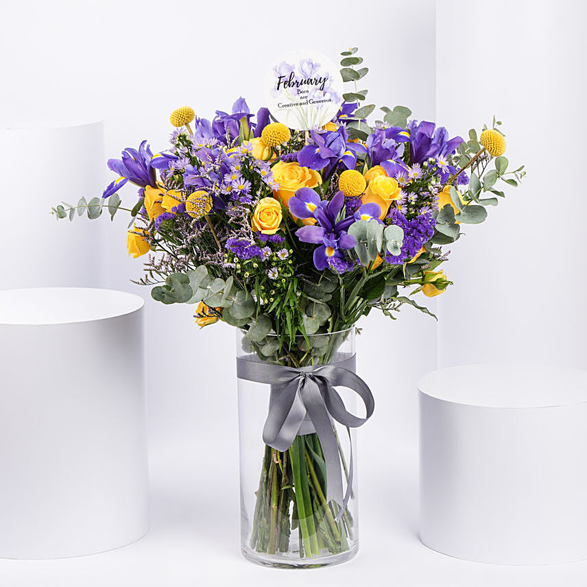 February Birthday Iris Flower Arrangement: All Types of Flowers
