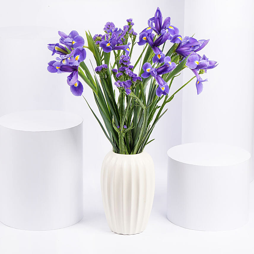 IRIS Flower Arrangement in Premium Vase: Iris Flowers