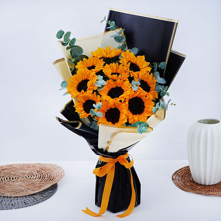 Charismatic Sunflowers Beautifully Bouquet: Yellow Floral Bouquet