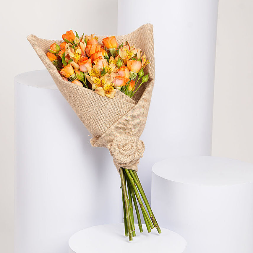Coral Kiss Bouquet: Orange Flowers