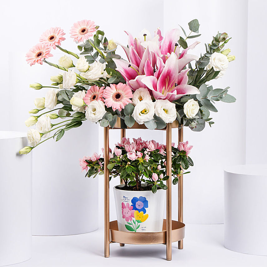 Moms Gentle Love Flowers And Plant Stand: Mother's Day Gifts 2024