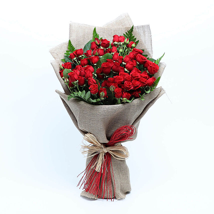 Romantic Baby Rose Bouquet: Red Bouquets