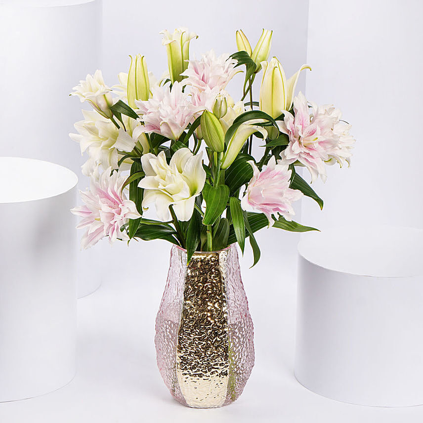 Stunning Rose Lilies Arrangement: Same Day Delivery Gifts - Order Before 10 PM