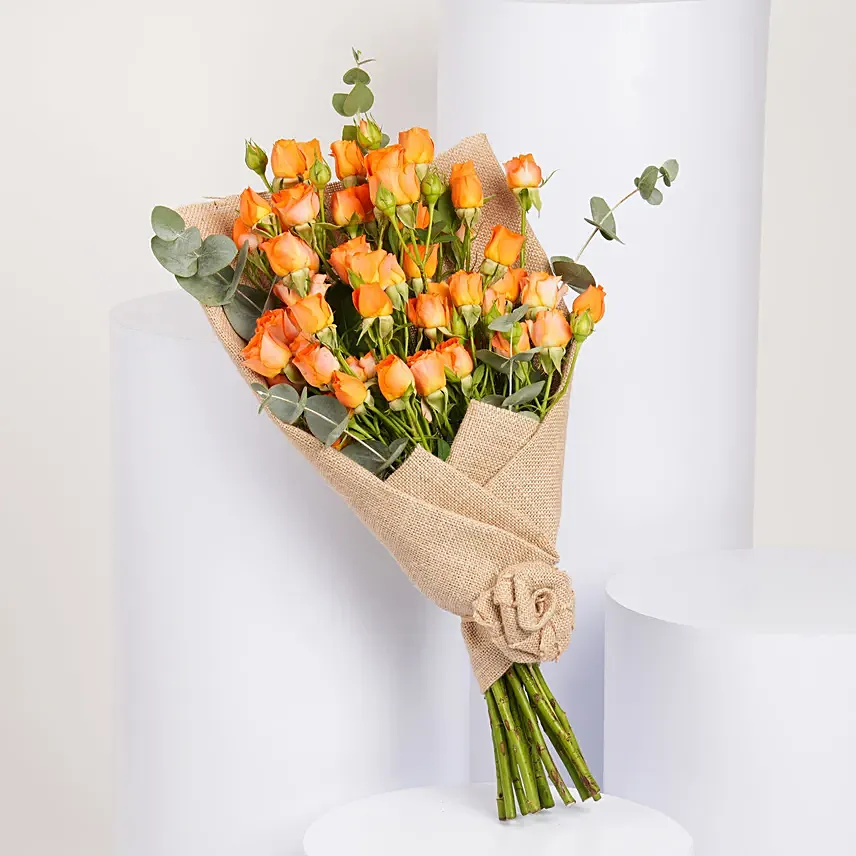 Sunset Serenade Bouquet: Orange Flowers