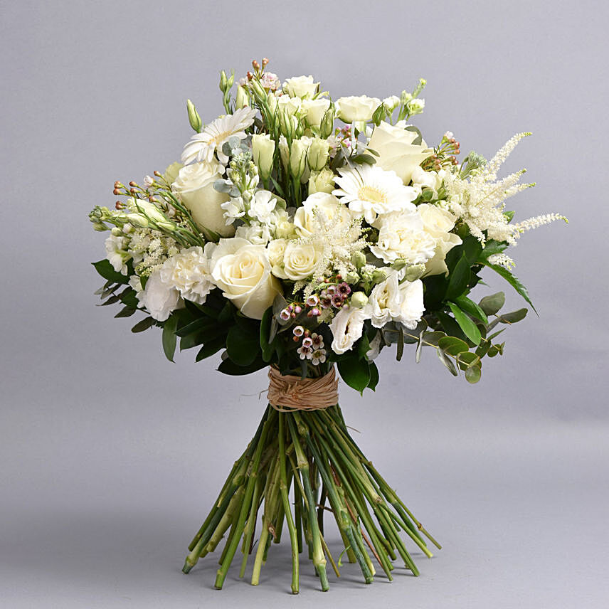 White Beauty Hand Bouquet: Mixed Flowers