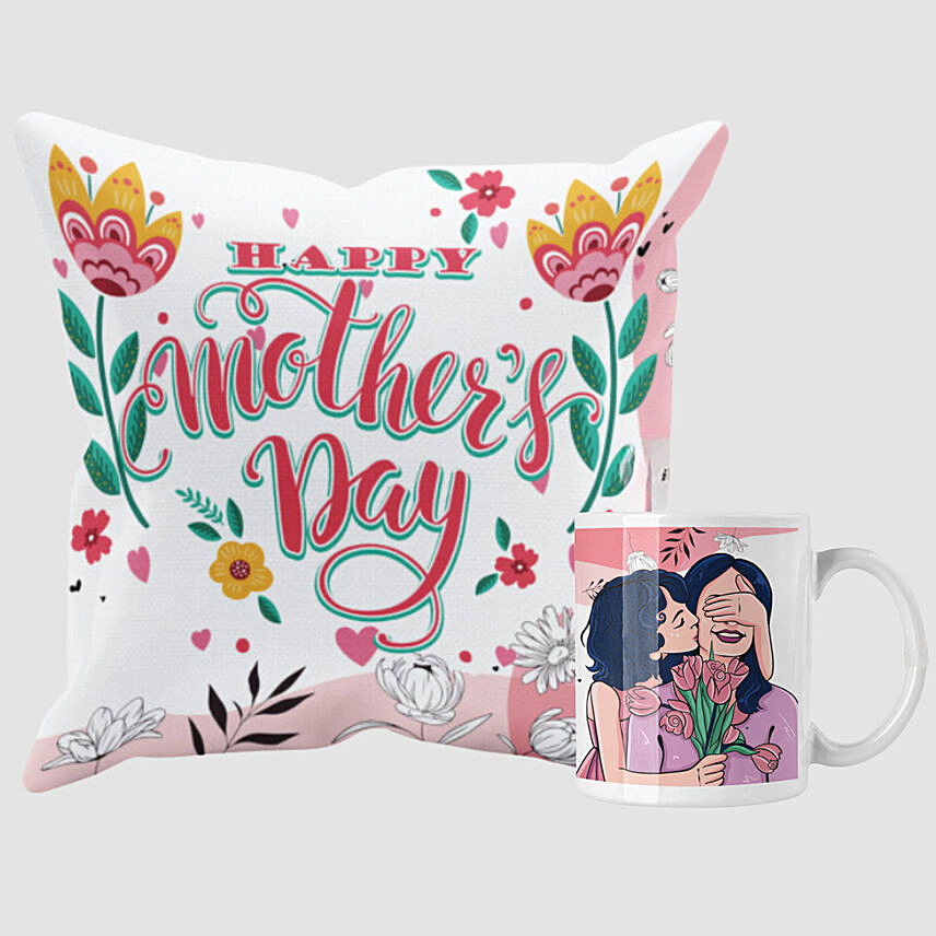 Happy Mothers Day Printed Mug And Cushion Combo: 