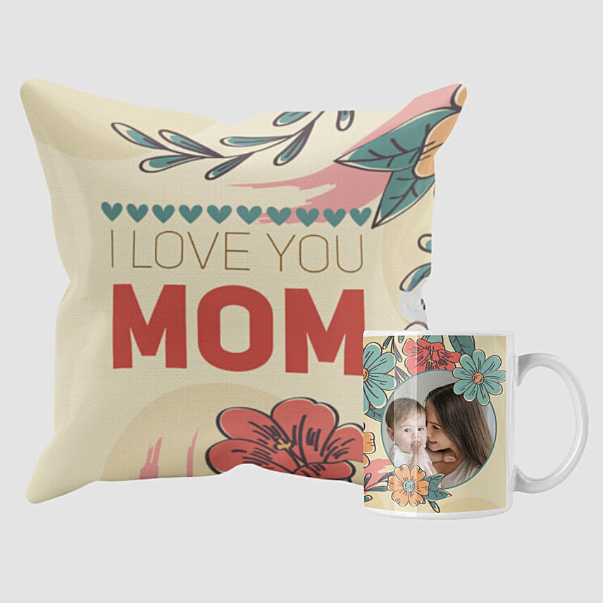 I Love You Mom Mug And Cushion Combo: Customized Mother's Day Gift