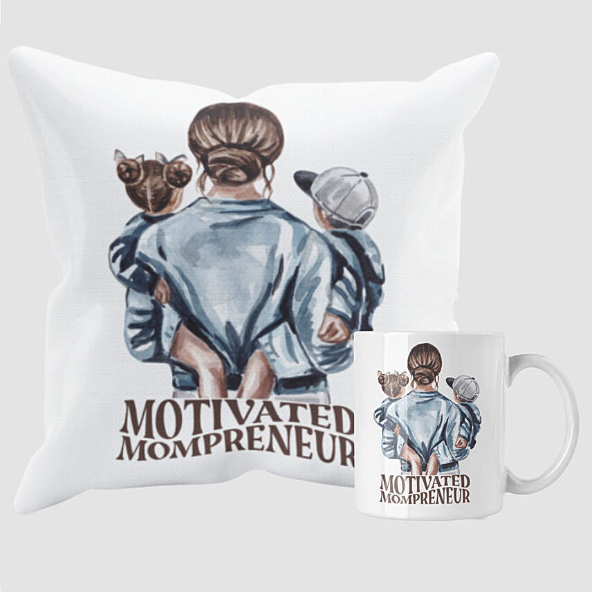 Motivated Momoreneur Mom And Cushion Combo: Personalised Mothers Day Gifts