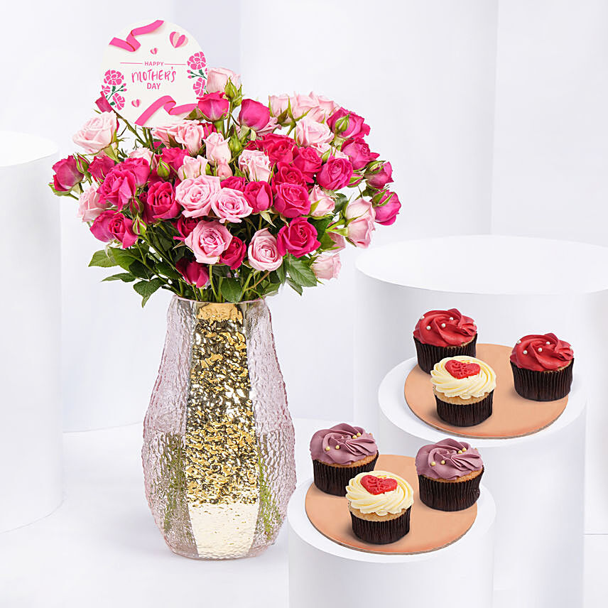 Blossoms of Harmony with Cup Cakes for Mom: 