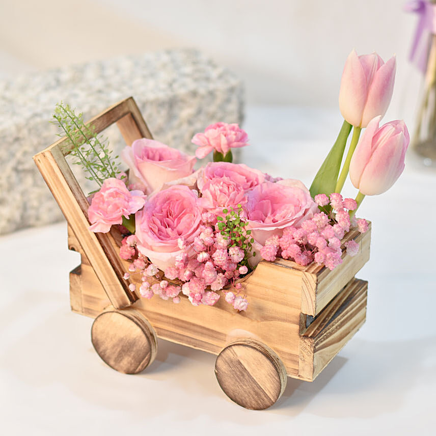 Elegant Pink Roses & Tulips: Mothers Day Flowers Singapore