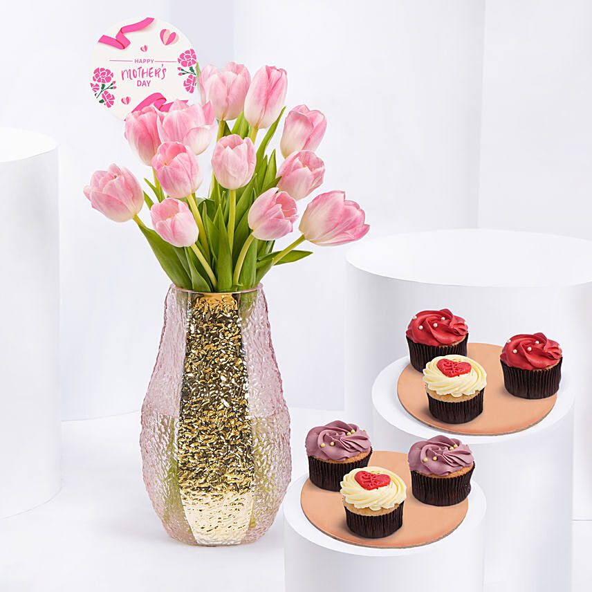 Radiant Love for Mom with Cup Cakes: 