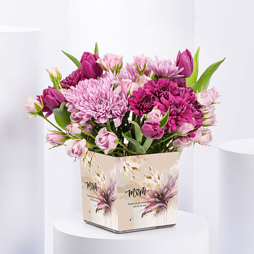 Thanks Mom Flowers Arrangement: Mothers Day Gifts in Singapore