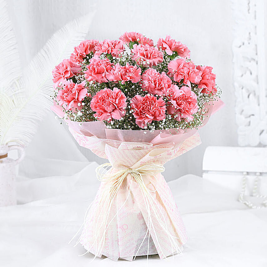 Pink Carnation Elegance Bouquet: All Types of Flowers