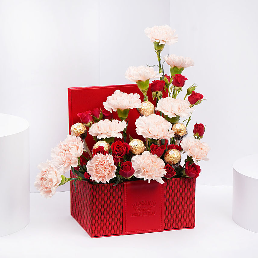 Box of Rochers and Blooms: Carnations Bouquets