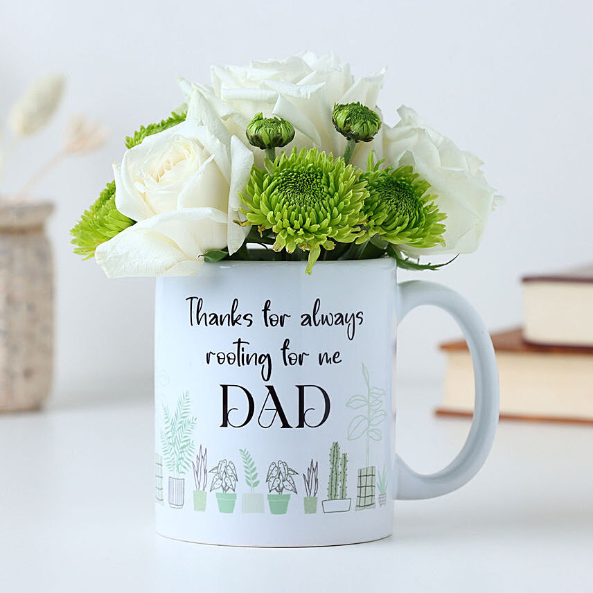 Roses and Mug for Dad: Flowers In A Mug